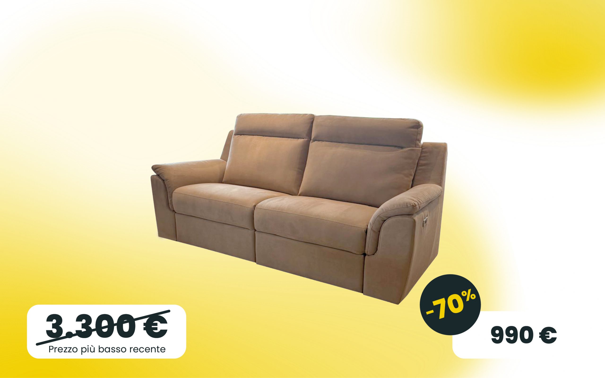 Divano Carla 3 posti in tessuto Munich beige